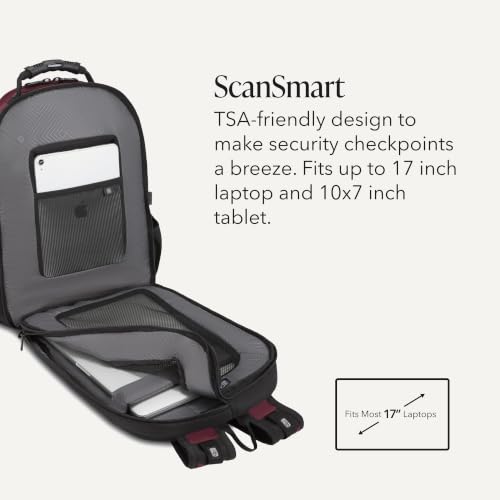 Image of SwissGear Sion Softside Expandable, Merlot, 2-Piece Set (Carry-On /Backpack), Sion Softside Expandable Spinner Luggage Durable Lightweight Travel Suitcase