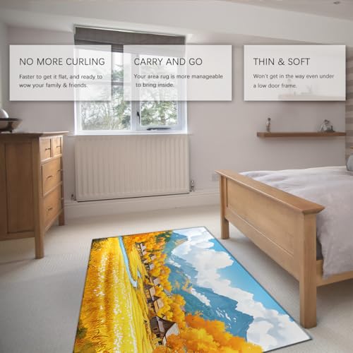 Tapis village ferme lavable pour déco chaleureuse de salon cosy - 6