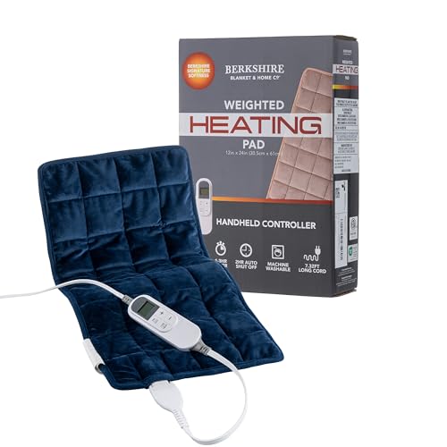 Image of Berkshire Blanket Weighted Heating Pad - 12 inchx24 inch Electric Heat Wrap with 10 Heat Settings & Auto Shut Off - Soothing Heat Wrap for Back, Neck, Shoulders, Legs, Abdomen - Machine Washable & Portable