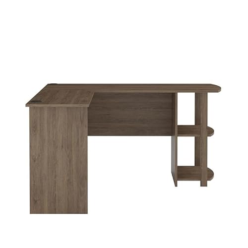 Ameriwood Home Dakota L-Shaped Desk With Bookshelves, Rustic Oak #TOP4