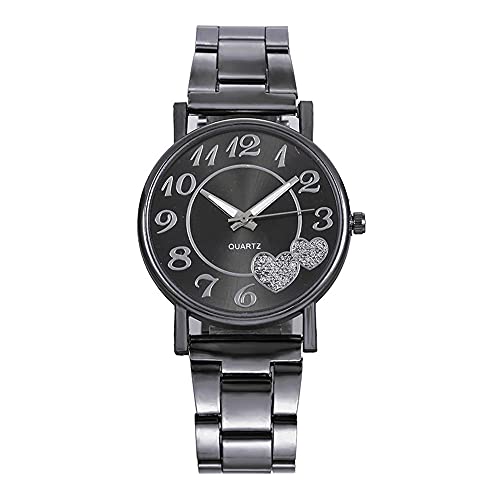 Gierzijia - Reloj casual para mujer, correa de acero, regalo para madre, esposa y amigas, Negro, Talla única Cover