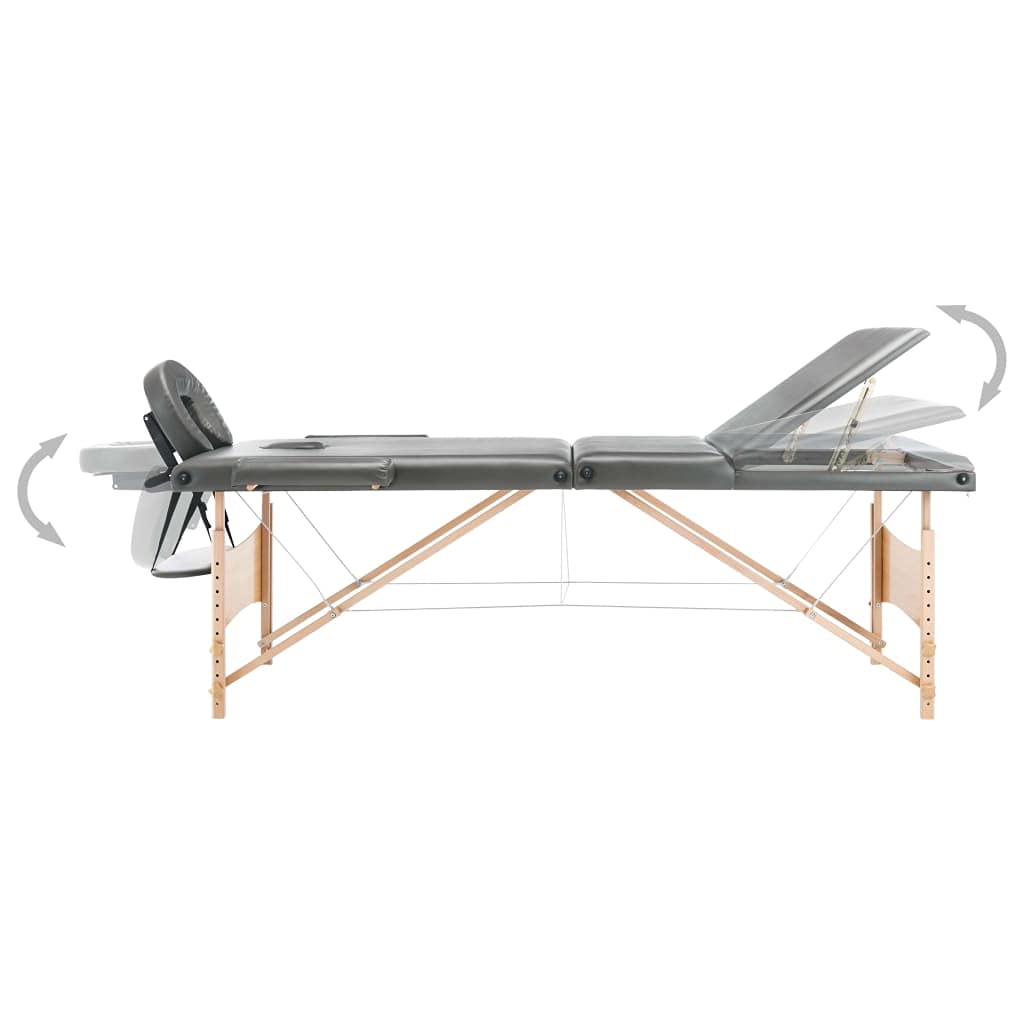 Table de Massage avec 3 Zones Cadre en Bois Anthracite 186x68cm,Santé & beauté,Hygiène personnelle,Massage & Relaxation,Tables de Massage,16.5 kg-110172