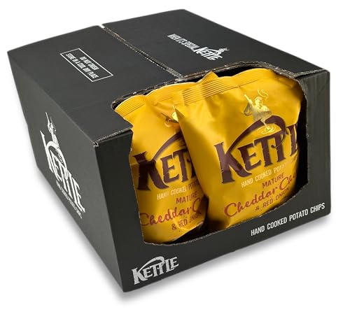 Kettle Chips Mature Cheddar Cheese & Red Onion, hand-frittierte Kessel-Chips, in unterschiedlichen Geschmacksrichtungen 10x 130 g