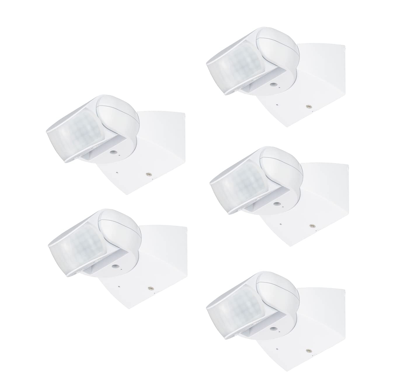 POPP® ElectricDetector Infrarrojos de Movimiento Superficie Orientable IP65(Exterior/Interior), Detección 12m / 180º, Tiempo 10sec-17min, Altura 1.8-2.5m, Programable Interruptor (Pack 5 Unidad)