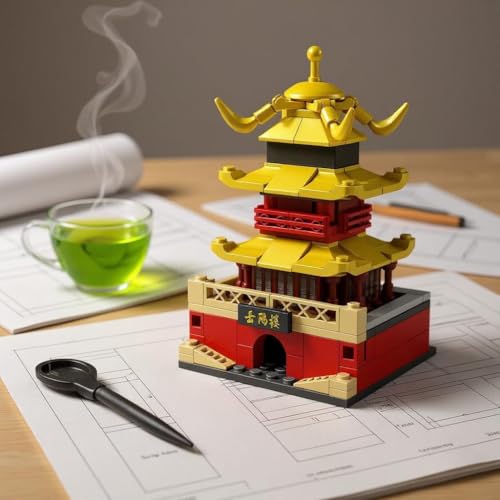 Image of SKY LINE OCEAN || Ocean Chinese Architecture Series || Yueyang Tower Building Block Set || 119 Pcs || Compatible with Major Brick Brands || (6 Months Manufacturing Warranty)
