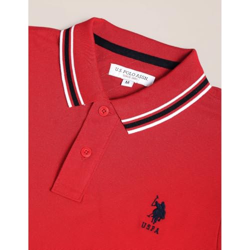 Image of U.S. Polo ASSN. Solid Slim Fit Polo T Shirts for Men - 100% Cotton, Half Sleeves Mens Tshirt