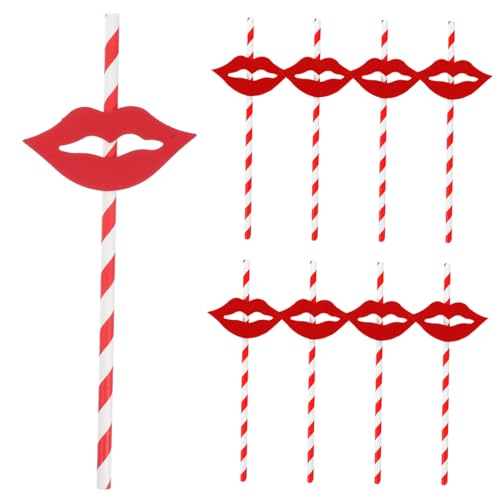 40 pitillos decorativos con labios rojos para fiesta miniatura 1