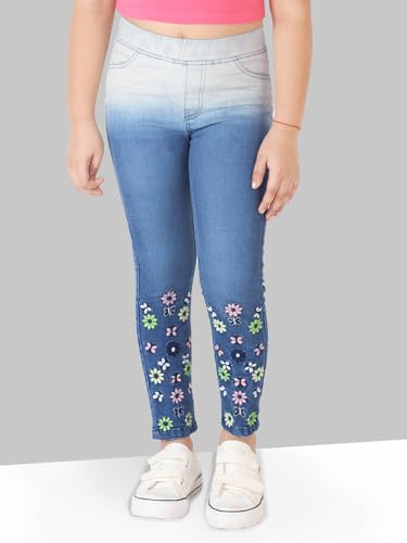 Image of Naughty Ninos Teen Girls Blue Embroidered Cotton Jeans for 14 to 15 Years