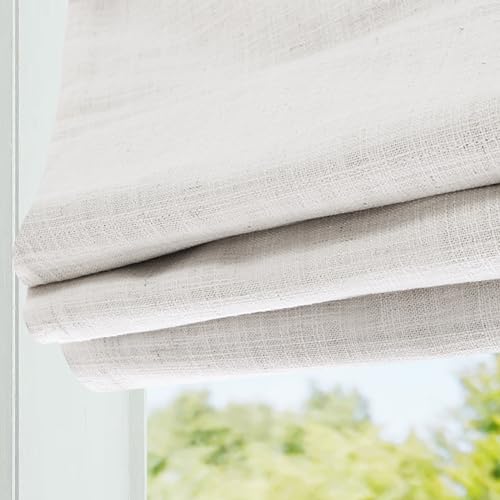 DEJAVU Cordless Linen Roman Shades for Windows, Washable Lined Fabric Roman Window Shades, Custom...