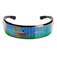 Leadleds Full Color LED Glasses, Customizable Party Glasses App Programmable DIY Text Animation Music for Halloween, Raves, Festivals, Fun, Parties, Sports, Birthday, Flashing