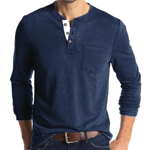 Men Sweatshirt Soft Loose Comfortable Men Base Shirt Classic Versatile Handsome Men Long Sleeved Top Retro Mode Trend Men Running Shirt J-Royal Blue XL