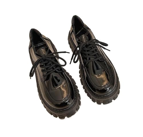 Women's Fashion Chunky Platform Oxford Shoes Patent Leather Lace-Up Wide Width Casual Comfort Business Work Dress Shoes Derby Shoes for Women3