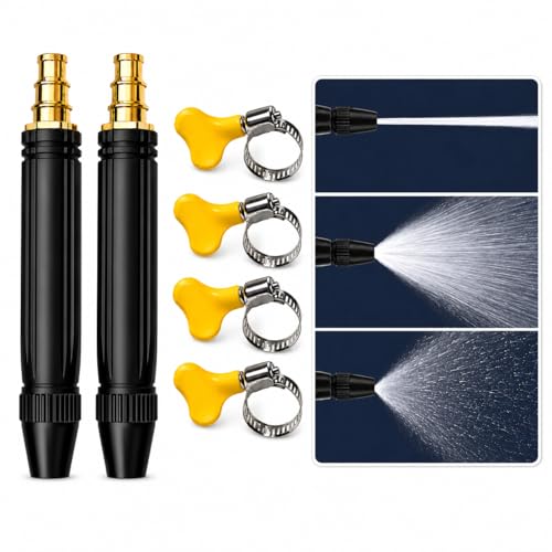 2026 New Pressure Garden Hose Nozzle, 2 Pcs Adjustable Jet Power Washer Spray Nozzle for Car Washing, Patio Cleaning & Garden Watering, Heavy Duty Leak-Proof Water Hose Nozzle with 2 Hose Clamps
