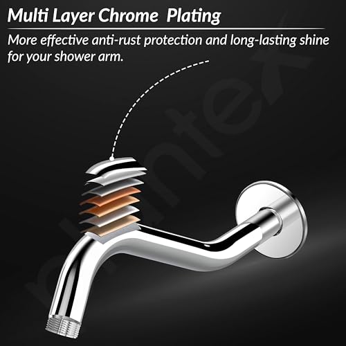 Image of Plantex 11-Inch S-Shaped Shower Arm for Overhead Shower /Stainless Steel Shower Arm Pipe /Wall Mount ShowerArm for Bathroom Fitting with -Inch Thread - Pack of 1 (Chrome)