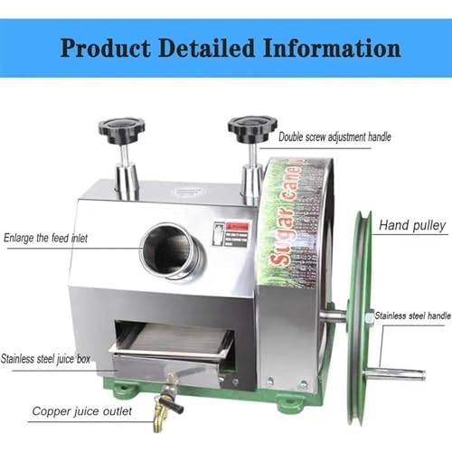 Kommerzielle Zuckerrohr-Saftpresse, Manuelle Zuckerrohr-Saftpresse Aus Edelstahl Mit 63 Mm Zuckerrohreinlass, Leistung 50 Kg/H 3 Kommerzielle Zuckerrohr-Saftpresse, Manuelle Zuckerrohr-Saftpresse Aus Edelstahl Mit 63 Mm Zuckerrohreinlass, Leistung 50 Kg/H