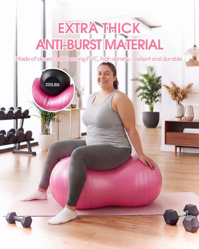 Image of Premium Peanut Ball - 100x50cm Anti-Burst Exercise Ball for Physical Therapy, Pregnancy Labor & Home Fitness Sensory| Non-Slip Design | Quick-Inflate Pump Included