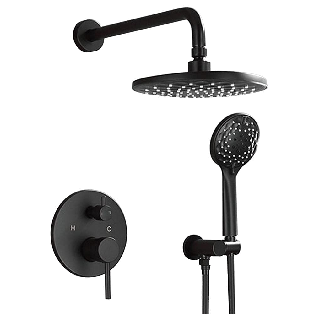 Kit de douche anti-corrosion en laiton et noir mat pour éviter les fuites et le calcaire
