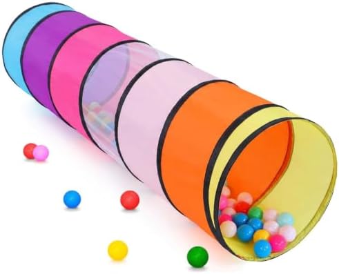 Indoor-Outdoor-Pop-up-Spieltunnel in Regenbogenfarben für Kinder: 175×46 cm | Krabbeltunnel für Babys mit Mesh-Seiten, Tunnel für Kleinkinder zur Förderung motorischer Fähigkeiten,