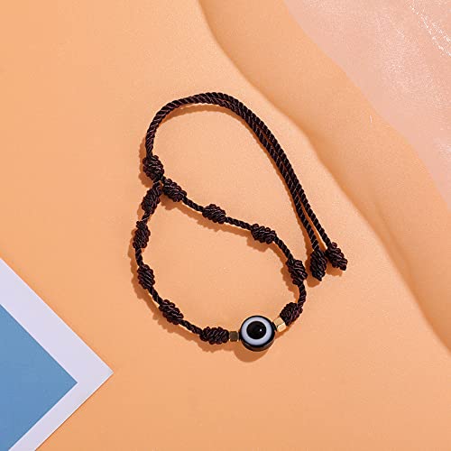 Image of Caiyao Evil Eye Bracelet - Handmade Adjustable Red Black String Knot Lucky Kabbalah Protection Bracelet