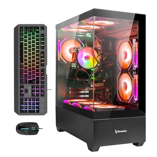 Evounic �f�X�N�g�b�v�Q�[�~���OPC�AAMD Ryzen 5 3500X�ARX 580 �O���t�B�b�N�X�A16GB DDR4 RAM�A512GB NVME SSD�A1TB HDD�AWiFi6�ABT 5.4�A9xARGB�t�@���A650W PSU�AWind