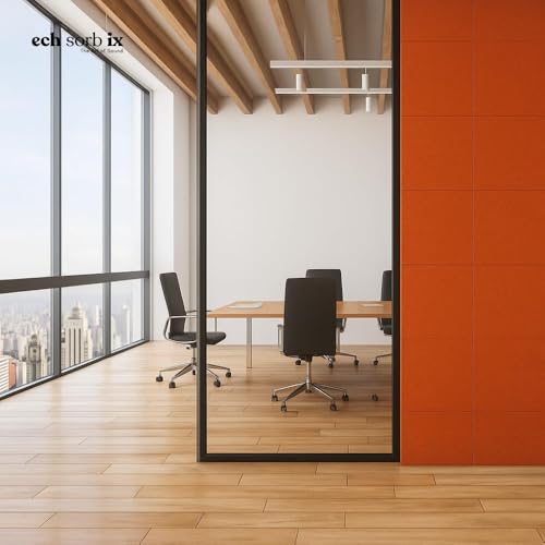 Image of MMT Acoustix Premium Felt Acoustic Panels for Offices, Bedrooms & Studios | Sustainable PET Felt Panels for Echo Reduction & Sound Absorption | 1x1 Ft, 9mm Thick | Rust - Pack of 16