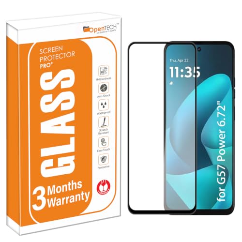 Image of OpenTech Military-Grade Tempered Glass Screen Protector Compatible For Motorola Moto G67 Power 5G / G57 Power 5G (6.7 inches) With Edge To Edge Coverage And Easy Installation Kit