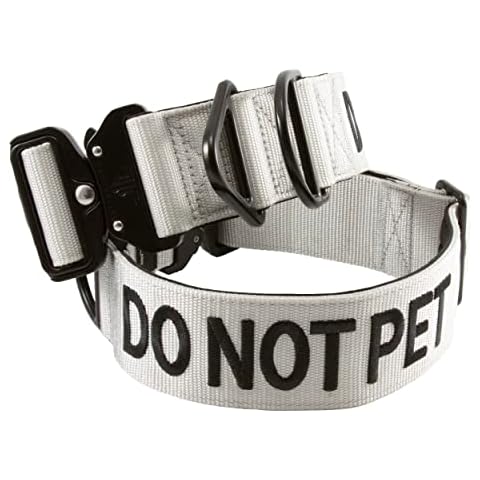 Tacticollar - DO NOT PET, 2 inch Nylon Collar for Small, Medium and Large Dogs, Neoprene Padded Inside, Communicate Your Dogs Needs to Prevent Accidents (Gray Medium) Cover