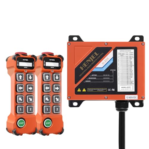 Industrial Wireless Crane Remote Control Dual Double 2 Speed for Hoist Overhead Bridge Crane Radio Gantry Crane Remote Controller 8 Channel Button 2 Transmitters and Receiver 12V 24V 36V