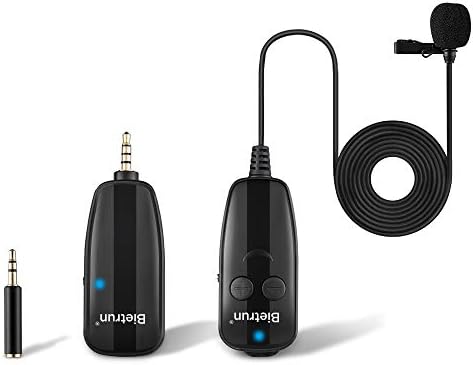 Wireless Lavalier Lapel Microphone for DSLR Camera/GoPro Video Recording, 164 ft Range, Rechargeable＆6 Hrs Working, Plug and Play UHF Portable Cardioid Clip-on Cordless Mic with 1/8 inch TRRS Output