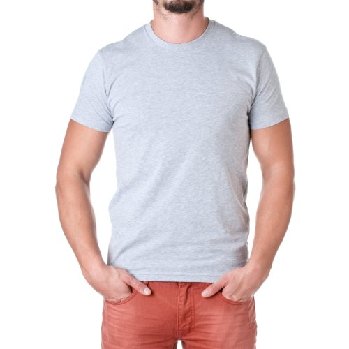 Next Level Mens Premium Fitted Short-Sleeve Crew T-Shirt - Large - Heather Grey