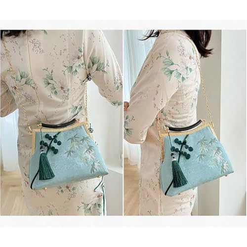Women's Chinese cheongsam printed handbag, embroidered chain retro diagonal cross bag, dinner and wedding gifts2