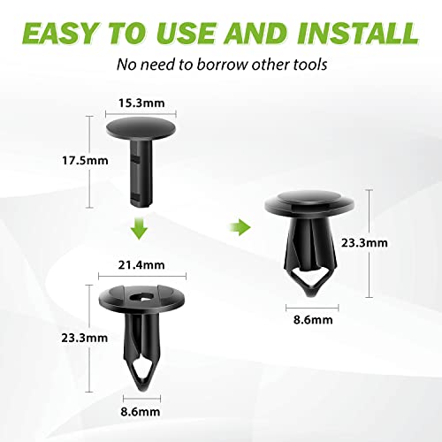 Frokom 100pcs 8mm Hole Size Nylon Car Bumper Retainer Clips Push Type UTV ATV Fender Push Clips for Toyota 52161-02020 52161-16010,GM 21030249 Ford N807389S