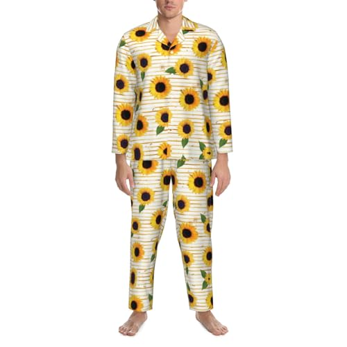 Ensemble de pyjama pour homme noir XXL à motif tournesol
