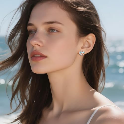 URONE Butterfly/Hummingbird/Dragonfly Earrings 925 Sterling Silver Celtic Moon Stud Earrings Turquoise Butterfly/Hummingbird/Dragonfly Jewelry Gifts For Women2