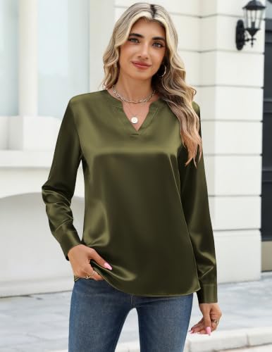 Zeagoo Silk Blouse For Women Long Sleeve Satin Shirt Casual Outfits - image 2