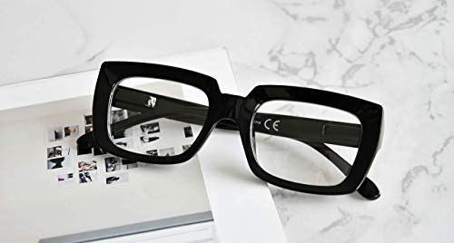 Image of Eyekepper 4 Pack Stylish Reading Glasses Women - Oversized Square Readers Black +3.25