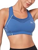 Picture of Yvette Sports Bras for Women High Impact Support Racerback Sports Bra Plus Size No Underwire for Running Workout, Sea Blue,2XL Plus