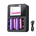 LIMETA 6スロット単三単四 電池充電器 独立スロット NiMH NiCd NiZn Li-ion LiFe 18650充電池対応 4本同時充電可能 スマート USB Type-C QC 3.0 急速充電器 LCD付き