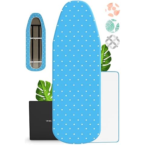 VINEL Bügelbrettbezug für Dampfbügelstation 120x40 | ︎ kräftiger Gummizug ︎ 100% Baumwolle ︎ Komfort Polster Cover