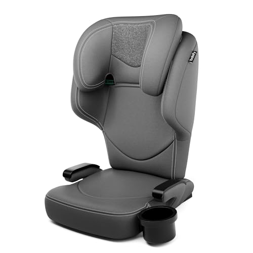 Babify Silla Coche Isofix 15-36 kg - Para Niños 3-12 Años, Reposacabezas Ajustable 12 Posiciones, Portavasos Extraíble, Plegable, Funda Lavable, Cumple R129 UE, Gris