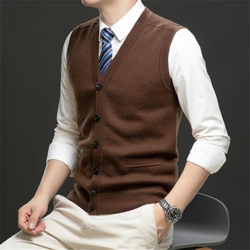 Men’S Wool Basic Sleeveless Buttons Down Cardigan Sweater Tank Warm V Neck Business Casual Knit Vest3