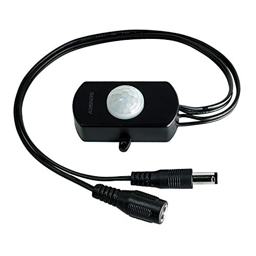 SENSKY BS010L 12V-30V 3A Pir Motion Sensor Switch, Distance, Time Delay, Sensor Distance Adjustable Small Sensor Switch for DIY Lighting (Black with Light Sensor)