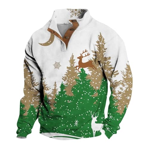 Generisch Sweatshirt Herren Weihnachten Rentier Schneeflocke Motiv...