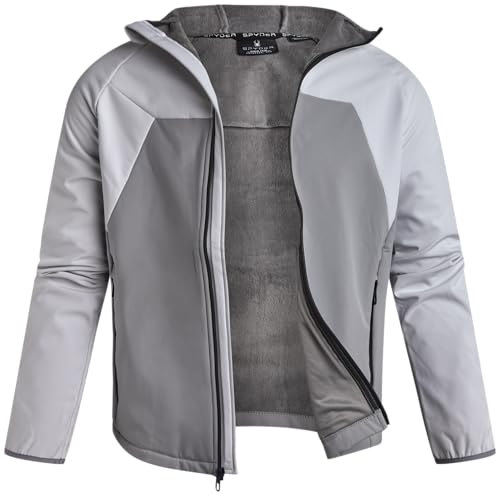 Image of Spyder Mens Softshell Jacket - Faux Fur Lined Water Wind Resistant Performance Mens Fleece Jacket for Hiking Running Jogging