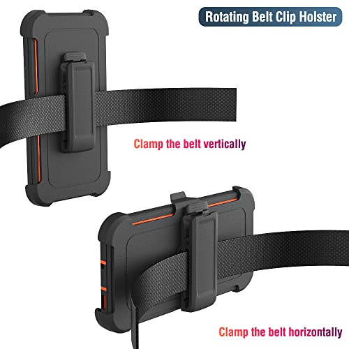 Image of Case for Galaxy S21 with Clip, Heavy-Duty Tough Rugged Shockproof Drop Protective Cover Cases for Samsung Galaxy S21, Black+Orange