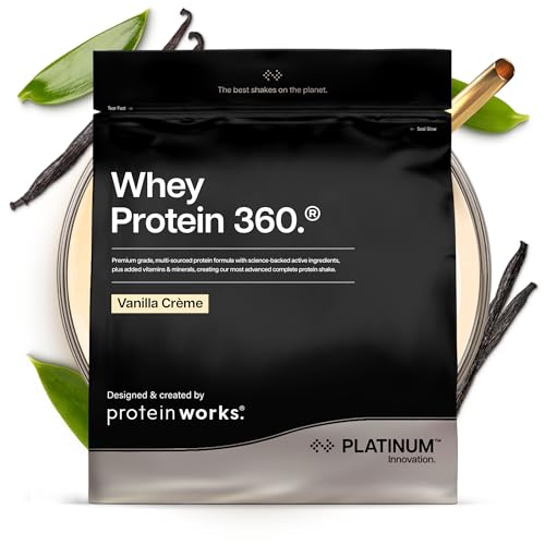 Protein Works | Whey Protein 360 - PLATINUM Innovation, Whey Isolate Protein Pulver, Mit Zugesetzten Elektrolyte, Verdauungsenzyme, Omega 3, French Vanilla, 17 Portionen, 600g