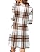 OFEEFAN Womens Long Sleeve Tunic Dress Fall Fashion Sweater Dress Loose Plus Size Casual Winter Brown Grid XX-Large
