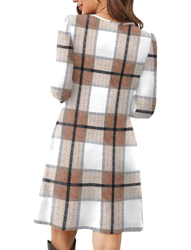 Image of OFEEFAN Womens Long Sleeve Tunic Dress Fall Fashion Sweater Dress with Pockets Pleated Front Casual Winter