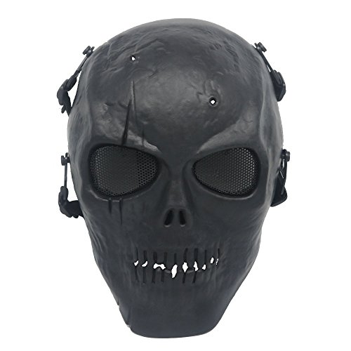 Ecloud Shop Black Army Skull Cosplay Mask Skeleton Airsoft Paintball BB Gun Game