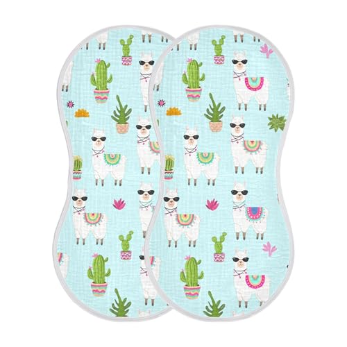xigua Whimsical Llamas Muslin Baby Burp Cloths Set of 1, Super Soft & Absorbent Burping Rags, Cotton Burp Clothes Shower Gift for Newborn, Baby Girls and Boys2